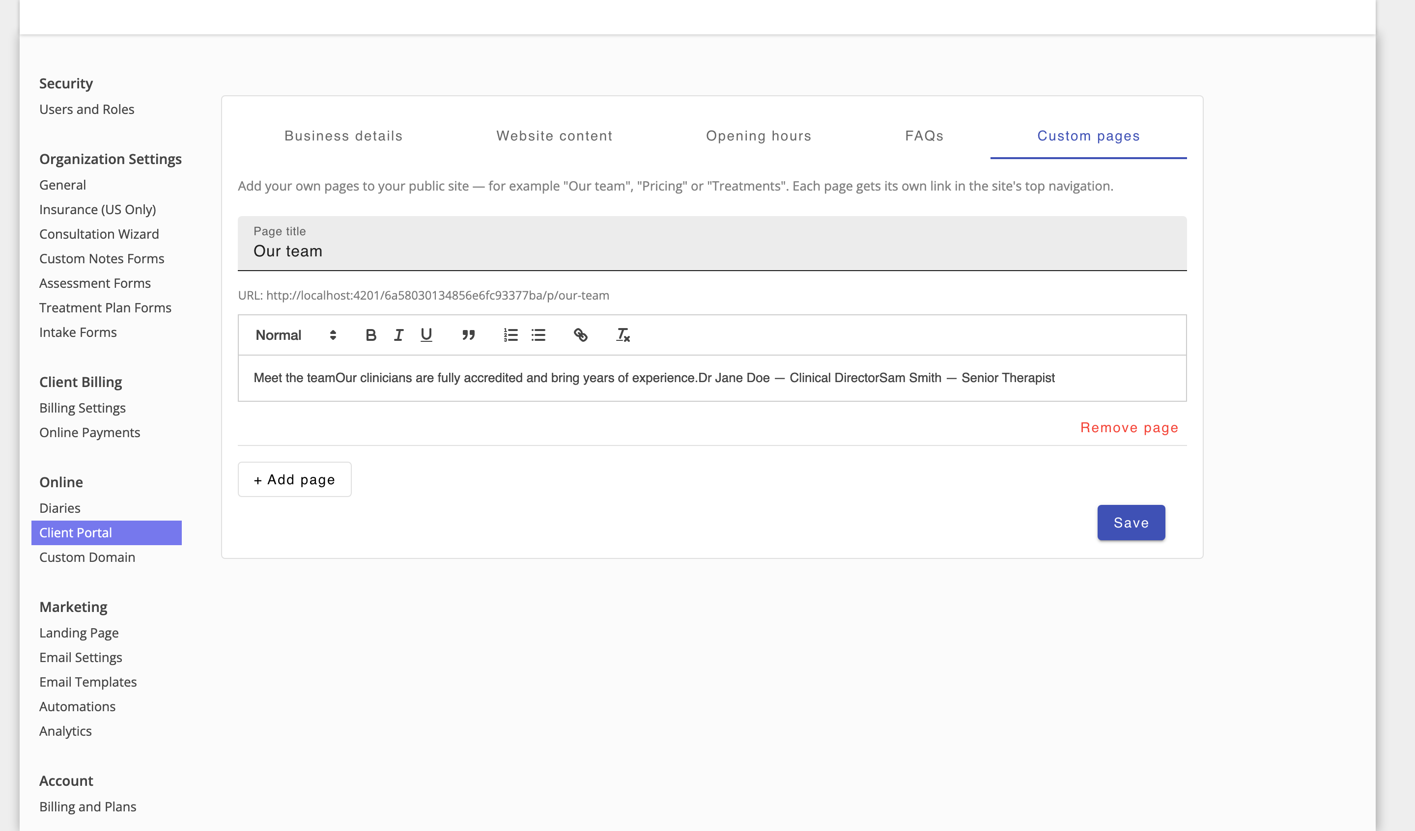 Custom Pages
