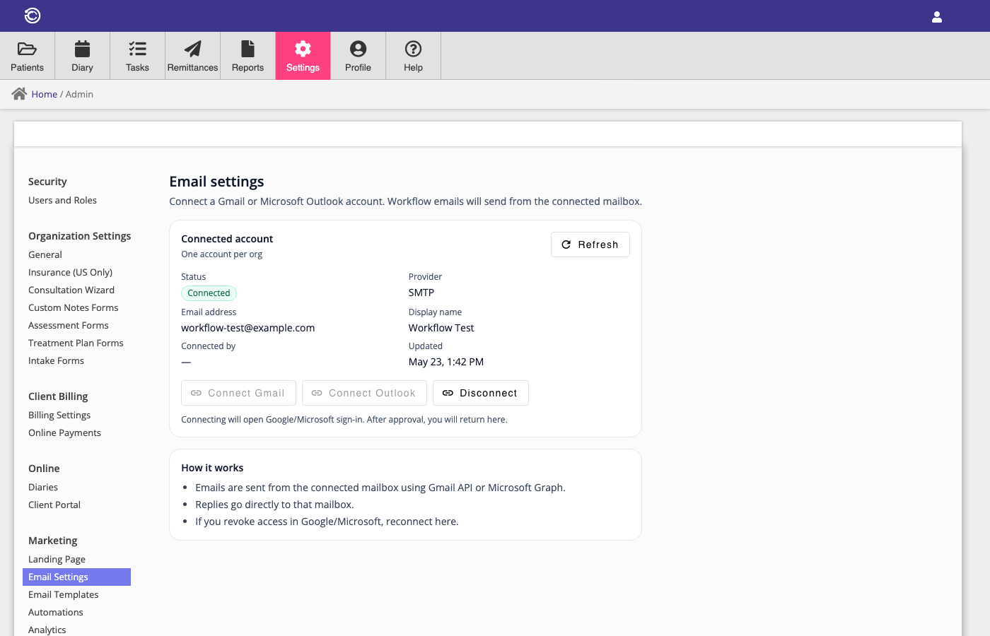 Email settings