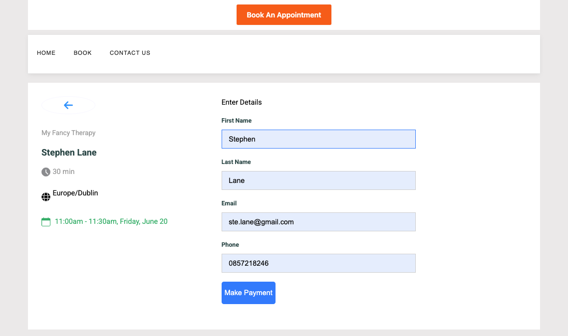 Booking Page