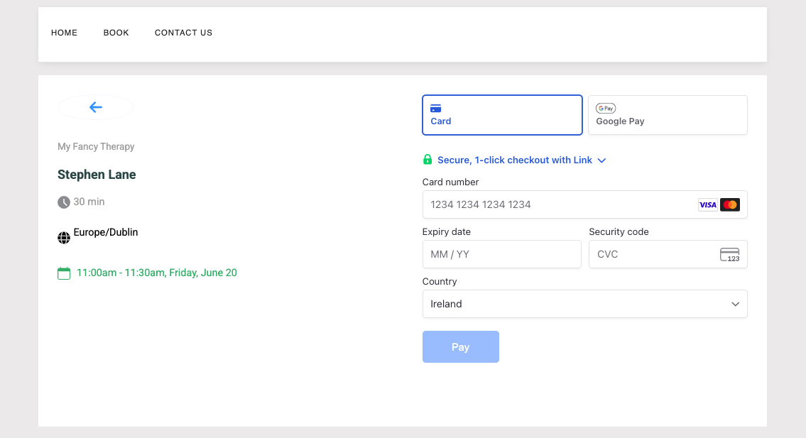 Booking Page